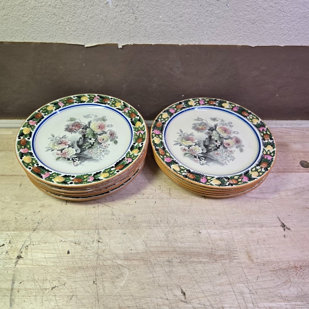 11X 9" Adams Royal China Dinner Plate Titian Ware Floral Center Hand Painted